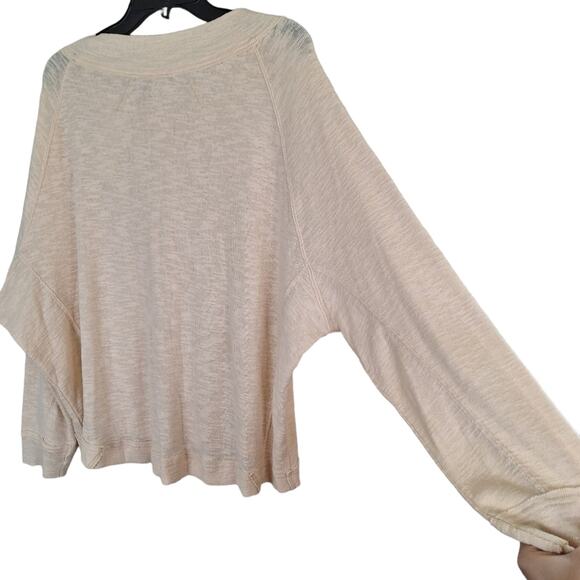 We the Free Ivory Cream Don't Forget Me Knit Blouse Longsleeve 3 Button L - Picture 12 of 15